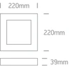 Lubinis šviestuvas 22W LED kvadratinis plafonas, baltas, 2700/3000/4000K, 62122F/W/V