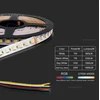 V-tac 24W/m LED juosta, 60LED/m, 24V, 3IN1+RGB, IP65, 5 metrų ritė