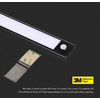 V-tac 2,5W LED įkraunamas linijinis paviršinis šviestuvas, 60cm, juodas, 4000K, su judesio davikliu