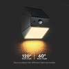Sieninis šviestuvas V-tac 2,5W LED sieninis įkraunamas šviestuvas su saulės baterija ir judesio davikliu, juodas, 3000/4000/6000K, IP65
