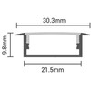 2m LED juostos įleidžiamas profilis OPTONICA, sidabro sp., 21.5x9.8mm, komplektuojamas su dangteliu ir užbaigimais