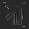 V-tac 2W LED įleidžiamo montavimo sieninis šviestuvas, juodas, 3000K, CREE LED chip
