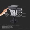 V-tac 2W pastatomas lauko šviestuvas, juodas, su saulės baterija