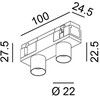 2x2W LED šviestuvas TUB XS A į magnetinę sistemą IN_LINE, baltas, 3000K, 48V, 36°