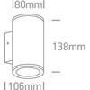 2x6W LED cilindro formos šviestuvas, baltas, 3000K, 67138/W/W