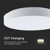 Lubinis šviestuvas V-tac 30/60W LED paviršinis šviestuvas, baltas, 3000/4000/6500K, dimeriuojamas, ELEGANT dangtelis