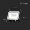 30W LED prožektorius PRO-S, juodu korpusu, 6500K, SAMSUNG CHIP