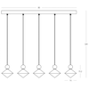 32W LED pakabinamas šviestuvas, rausvos/mėlynos/žalsvos/žalvario sp., 3000K, dimeriuojamas, 25103