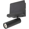 3,5W LED sieninis šviestuvas PANEL, juodas, 3000K, su USB
