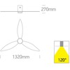 Lubinis šviestuvas 35W ventiliatorius su dimeriuojamu 22W LED šviestuvu, baltas, 3000/4000/5500K, 6302C/W/V
