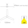 Lubinis šviestuvas 35W ventiliatorius su dimeriuojamu 22W LED šviestuvu, baltas/šviesaus medžio sp., 3000/4000/5500K, 6308L/W/V