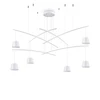 Pakabinamas šviestuvas Ideal Lux 37W suspended lamp with 6 lights FISH, 3000K, baltas