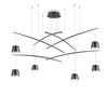 Sieninis šviestuvas Ideal Lux 37W suspended lamp with 6 lights FISH, 3000K, juodas