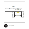 3m LED juostos profilis UNI-TILE12 C PLUS, 180 laipsnių, anoduotas aliuminis