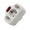 V-tac 3vietis lizdo adapteris, baltas, 2 jungtys 2,5A, viena 16A, su jungikliu