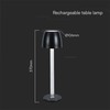 V-tac 3W LED įkraunamas stalo šviestuvas, juodas, 3000K, dimeriuojamas
