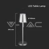V-tac 3W LED įkraunamas stalo šviestuvas, pilkas, 3000K, dimeriuojamas