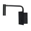 V-tac 3W LED sieninis šviestuvas, juodas, su USB, 3000K