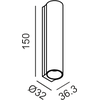 3W LED sieninis šviestuvas TUB S 150, baltas, 3000K, 60°