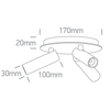 3x5W LED lubinis šviestuvas, juodas, 3000K, pakreipiamas, 65004D/B/W