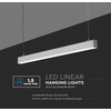 V-tac 40W LED linijinis pakabinamas šviestuvas, sidabro sp., 4000K, SAMSUNG LED chip, dimeriuojamas
