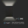 V-tac 4W LED sieninis šviestuvas, juodas, 6400K, IP65