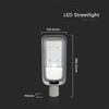 V-tac 50W LED gatvės šviestuvas, pilkas, 6500K