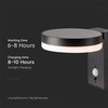 V-tac 5,5W LED sieninis lauko šviestuvas su saulės baterija ir judesio davikliu, juodas, 3000K, IP54