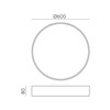 58W LED lubinis šviestuvas PARIS, baltas, 2700/3000/4000K, dimeriuojamas, IP54, P4028270BDT