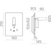 5W + 3W LED sieninis šviestuvas MANAT, baltas, 3000K, su USB ir USB C jungtimis, A3568002B