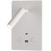5W + 3W LED sieninis šviestuvas MANAT, baltas, 3000K, su USB ir USB C jungtimis, A3568002B