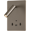 5W + 3W LED sieninis šviestuvas MANAT, nikelio sp., 3000K, su USB ir USB C jungtimis, A3568002NM
