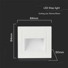 V-tac 5W LED įleidžiamas šviestuvas laiptams, baltas, 3000K, IP65