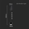 V-tac 5W LED pakabinamas šviestuvas, juodas, 3000K