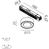 6,3W LED šviestuvas SOL MINI į magnetinę sistemą IN_LINE, juodas, 4000K, 48V, 45°, 2G