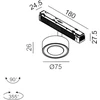 6,3W LED šviestuvas SOL MINI į magnetinę sistemą IN_LINE, juodas, 3000K, 48V, 45°, DALI, 4x