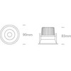 6,5W LED įleidžiamas, pakreipiamas šviestuvas, baltas, 3000/3500/4000K, IP54, dimeriuojamas, 11107WD/W/V