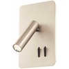 6W + 3W LED sieninis šviestuvas QUDA, nikelio sp., 3000K, šviesos kampas 120°, skaitymo šviestuvėlio - 20°, su USB, 01-2981
