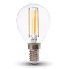 6W LED lemputė V-TAC, E14, P45, 2700K, filamentinė, 130lm/W, skaidriu stiklu
