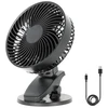 6W stalinis ventiliatorius su baterija VIENTO CLIP, juodas, 3 greičių