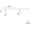 7,3W LED akcentinis šviestuvas NANOPERFETTO į magnetines sistemas ARIA, juodu korpusu, 3000K, PWM, 52°