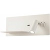 8W + 3W LED sieninis šviestuvas BROOK, baltas, 3000K, šviesos kampas 120°, skaitymo šviestuvėlio - 20°, su USB, 01-2983