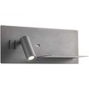 8W + 3W LED sieninis šviestuvas BROOK, juodas, 3000K, šviesos kampas 120°, skaitymo šviestuvėlio - 20°, su USB, 01-3316