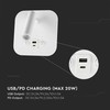 V-tac 8W LED sieninis šviestuvas, baltas, 3000K, su USB/PD jungtimi, CREE LED chip
