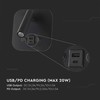 V-tac 8W LED sieninis šviestuvas, juodas, 3000K, su USB/PD jungtimi, CREE LED chip