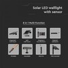 V-tac 8W LED universalus šviestuvas, su saulės baterija ir judesio davikliu, juodas, 4000K