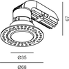 8W LED užglaistomas šviestuvas NANO R TRIMLESS, baltas, 3000K, 50°, IP44
