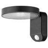9W LED sieninis lauko šviestuvas, tamsiai pilkas, 3000K, IP44, su saulės baterija ir judesio davikliu