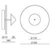 9W LED sieninis šviestuvas ANZA, juodas metalas ir marmuras/baltas alebastro diskas, 2700K