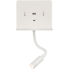 9W LED sieninis šviestuvas CALMA, baltas, 3000K, su skaitymo šviestuvėliu ir USB, A3836001B